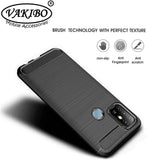 VAKIBO Carbon Fiber Brushed Black Coloured Soft TPU Back Cover Case With Camera Protection Ring Suitable for Infinix Hot 10