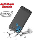 VAKIBO Carbon Fiber Brushed Black Coloured Soft TPU Back Cover Case With Camera Protection Ring Suitable for Infinix Smart 5
