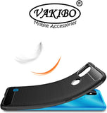 VAKIBO Carbon Fiber Brushed Black Coloured Soft TPU Back Cover Case With Camera Protection Ring Suitable for Infinix Smart HD 2021