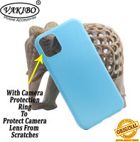VAKIBO 1.2 MM Thick Sky Blue Coloured Soft TPU Rubber Back Cover Case With Camera Protection Ring Suitable for Apple iPhone 11