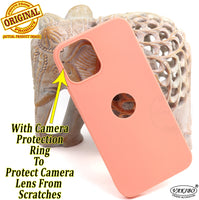 VAKIBO 1.2 MM Thick Peach Coloured Soft TPU Rubber Back Cover Case With Camera Protection Ring Suitable for Apple iPhone 12 Pro
