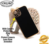 VAKIBO Golden Chrome Border Black Coloured Soft TPU Back Cover Case With Camera Protection Suitable for Apple iPhone 14