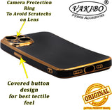 VAKIBO Golden Chrome Border Black Coloured Soft TPU Back Cover Case With Camera Protection Suitable for Apple iPhone 14
