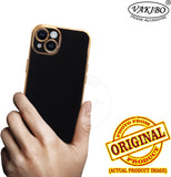 VAKIBO Golden Chrome Border Black Coloured Soft TPU Back Cover Case With Camera Protection Suitable for Apple iPhone 14