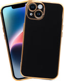 VAKIBO Golden Chrome Border Black Coloured Soft TPU Back Cover Case With Camera Protection Suitable for Apple iPhone 14