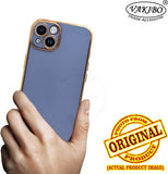 VAKIBO Golden Chrome Border Steel Blue Coloured Soft TPU Back Cover Case With Camera Protection Suitable for Apple iPhone 14