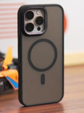 VAKIBO Megnatic Magsafe Black Coloured Soft with Hard back Back Cover Case With Camera Protection Ring Suitable for iPhone 14 Pro Max