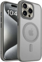 VAKIBO Megnatic Magsafe Grey Coloured Soft with Hard back Back Cover Case With Camera Protection Ring Suitable for iPhone 14 Pro Max