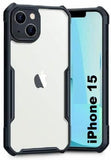 VAKIBO Best Selling Black and Transparent Back Cover Case Made With Soft TPU and Acrylic With 4 Corner and Camera Protection Suitable for Apple iPhone 15