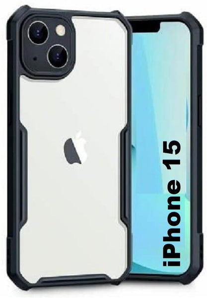 VAKIBO Best Selling Black and Transparent Back Cover Case Made With Soft TPU and Acrylic With 4 Corner and Camera Protection Suitable for Apple iPhone 15