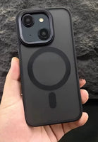 VAKIBO Megnatic Magsafe Black Coloured Soft with Hard back Back Cover Case With Camera Protection Ring Suitable for iPhone 15 Plus