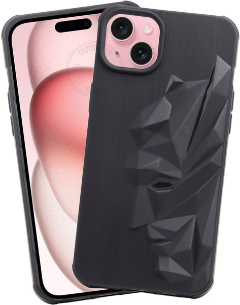 VAKIBO Bat Man 3D Mask Design Black Coloured Soft TPU Back Cover Case With Camera Protection Ring Suitable for Apple iPhone 15 Plus