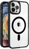VAKIBO Megnatic Magsafe Black Coloured Soft with Hard back Back Cover Case With Camera Protection Ring Suitable for iPhone 15 Pro