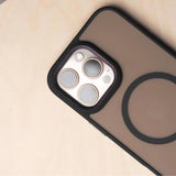 VAKIBO Megnatic Magsafe Black Coloured Soft with Hard back Back Cover Case With Camera Protection Ring Suitable for iPhone 14 Pro Max