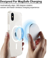 VAKIBO Megnatic Magsafe White Coloured Soft with Hard back Back Cover Case With Camera Protection Ring Suitable for iPhone X