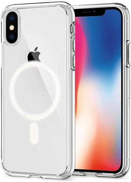 VAKIBO Megnatic Magsafe White Coloured Soft with Hard back Back Cover Case With Camera Protection Ring Suitable for iPhone X