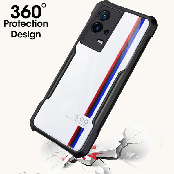 VAKIBO Super Premium Black Border Transparent Case With Corner Protection & Camera Protection Suitable for iQOO 8