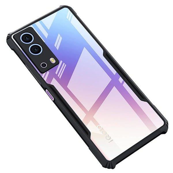 VAKIBO Best Selling Black and Transparent Back Cover Case Made With Soft TPU and Acrylic With 4 Corner and Camera Protection Suitable for iQOO Z3