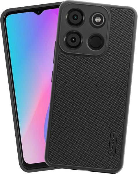 VAKIBO Niukin Dotted Design Black Coloured Soft TPU Rubber Back Cover Case With Camera Protection Ring Suitable for itel A60