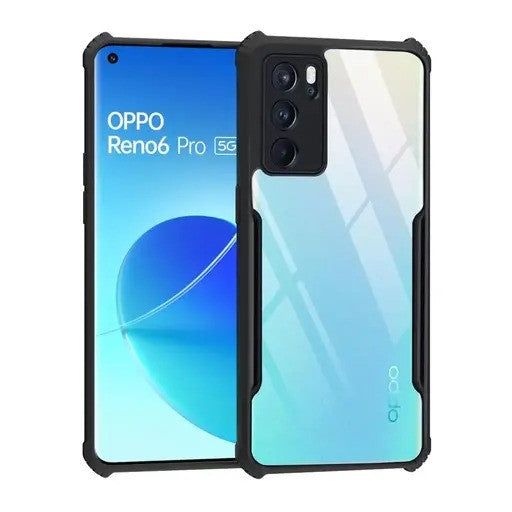 VAKIBO Super Premium Black Border Transparent Case With Corner Protection & Camera Protection Suitable for Oppo Reno 6 Pro