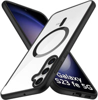VAKIBO Megnatic Magsafe Black Coloured Soft with Hard back Back Cover Case With Camera Protection Ring Suitable for Samsung Galaxy S23 FE