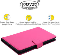 VAKIBO Mercury Premium Pink Coloured made With Canvas and TPU Flip Cover Case Suitable for Lenovo Tab K10