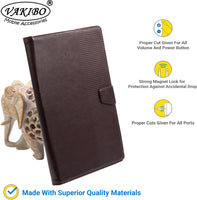 VAKIBO Premium Dotted Design Dark Brown Coloured Synthatic Leather Flip Cover Case Suitable for Lenovo Tab M10 HD 10.1 X505