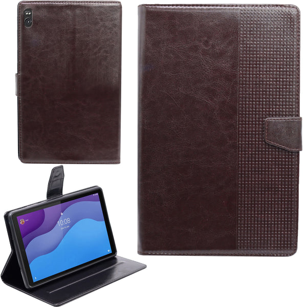 VAKIBO Premium Dotted Design Dark Brown Coloured Synthatic Leather Flip Cover Case Suitable for Lenovo Tab M10 HD 10.1 X505