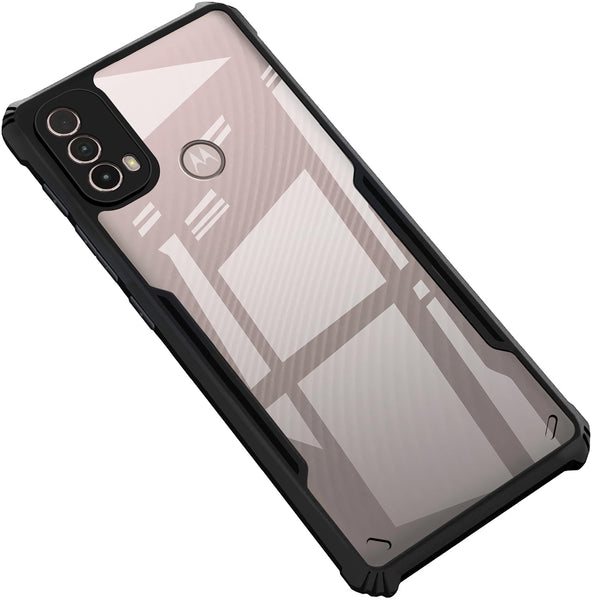 VAKIBO Super Premium Black Border Transparent Case With Corner Protection & Camera Protection Suitable for Moto E30