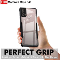 VAKIBO Super Premium Black Border Transparent Case With Corner Protection & Camera Protection Suitable for Moto E30