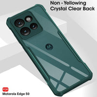 VAKIBO Best Selling Green Coloured Made With Soft TPU and Acrylic Back Cover Case With 4 Corner and Camera Protection Suitable for Moto Edge 50