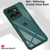 VAKIBO Best Selling Green Coloured Made With Soft TPU and Acrylic Back Cover Case With 4 Corner and Camera Protection Suitable for Moto Edge 50