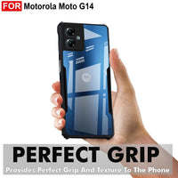 VAKIBO Super Premium Black Border Transparent Case With Corner Protection & Camera Protection Suitable for Moto G14