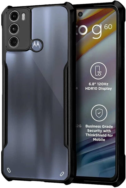 VAKIBO Super Premium Black Border Transparent Case With Corner Protection & Camera Protection Suitable for Moto G60