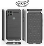 VAKIBO Carbon Fiber Brushed Black Coloured Soft TPU Back Cover Case With Camera Protection Ring Suitable for Moto G