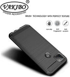 VAKIBO Carbon Fiber Brushed Black Coloured Soft TPU Back Cover Case With Camera Protection Ring Suitable for Moto G