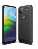 VAKIBO Carbon Fiber Brushed Black Coloured Soft TPU Back Cover Case With Camera Protection Ring Suitable for Moto G