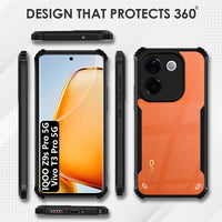VAKIBO Super Premium Black Border Transparent Case With Corner Protection & Camera Protection Suitable for Vivo T3 Pro