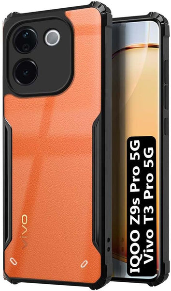 VAKIBO Super Premium Black Border Transparent Case With Corner Protection & Camera Protection Suitable for Vivo T3 Pro