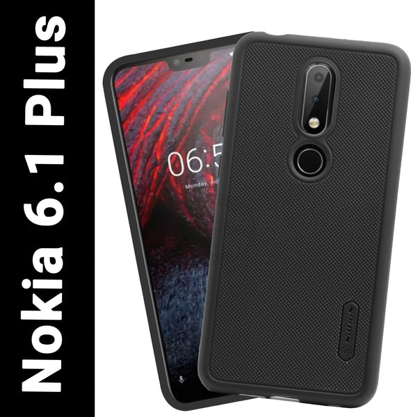 VAKIBO Niukin Dotted Design Black Coloured Soft TPU Rubber Back Cover Case With Camera Protection Ring Suitable for Nokia 6.1 Plus