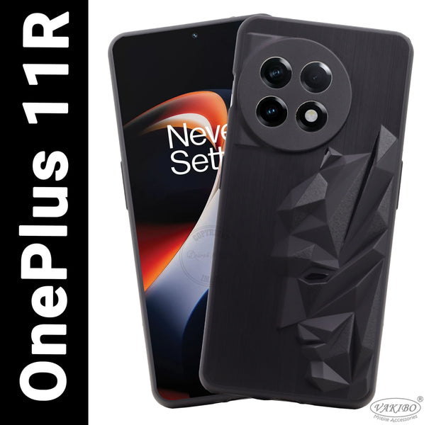 VAKIBO Bat Man 3D Mask Design Black Coloured Soft TPU Back Cover Case With Camera Protection Ring Suitable for Oneplus 11R