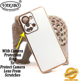 VAKIBO Golden Chrome Border White Coloured Soft TPU Back Cover Case With Camera Protection Suitable for OnePlus Nord 2T