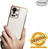 VAKIBO Golden Chrome Border White Coloured Soft TPU Back Cover Case With Camera Protection Suitable for OnePlus Nord 2T