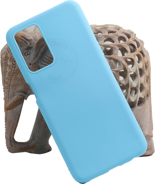 VAKIBO 1.2 MM Thick Sky Blue Coloured Soft TPU Rubber Back Cover Case With Camera Protection Ring Suitable for Oppo A53s