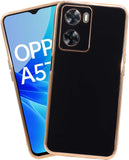 VAKIBO Golden Chrome Border Black Coloured Soft TPU Back Cover Case With Camera Protection Suitable for Oppo A57