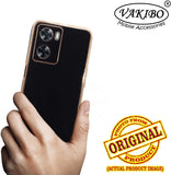 VAKIBO Golden Chrome Border Black Coloured Soft TPU Back Cover Case With Camera Protection Suitable for Oppo A57
