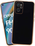 VAKIBO Golden Chrome Border Black Coloured Soft TPU Back Cover Case With Camera Protection Suitable for Oppo A96