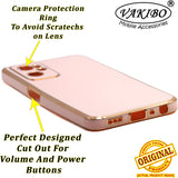 VAKIBO Golden Chrome Border Peach Coloured Soft TPU Back Cover Case With Camera Protection Suitable for Oppo A96