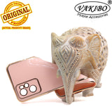 VAKIBO Golden Chrome Border Peach Coloured Soft TPU Back Cover Case With Camera Protection Suitable for Oppo A96