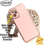VAKIBO Golden Chrome Border Peach Coloured Soft TPU Back Cover Case With Camera Protection Suitable for Oppo A96